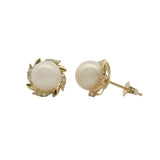 14 Karat Yellow Gold 2-8mm Pearls 32 Round Diamonds=.20 Carat Earrings