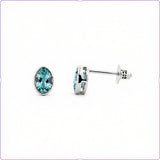 14 Karat White Gold 2-3x5mm Oval Created Alexandrite Bezel Set Stud Earrings