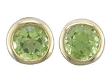 14 Karat Yellow Gold 2-3.5mm Peridot Bezel Set Stud Earrings