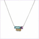 14 Karat White Gold Amethyst-Citrine-Blue Topaz with 9 Diamonds=0.06 carat 
16-18" Adjustable Necklace