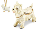 Bejeweled White Highland Terrier Trinket Box with Necklace
