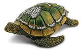 Bejeweled Green Sea Turtle Trinket Box with Necklace