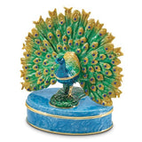 Bejeweled Peacock Trinket Box with Necklace