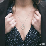 1/50 Ctw Round Cut Diamond Heart Shape Diamond Pendant in Sterling Silver with Chain