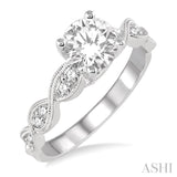 3/4 ctw Diamond Engagement Ring with 1/2 ct Round Cut Center Stone in 14K White Gold