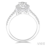 5/8 ctw Diamond Engagement Ring with 1/3 ct Pear Shaped Center stone in 14K White Gold