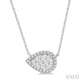 1/2 Ctw Pear Shape Round Cut Diamond Lovebright Pendant With Chain in 14K White Gold