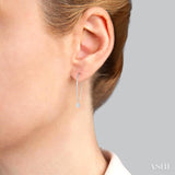 1/3 Ctw Oval Shape Dangler Lovebright Round Cut Diamond Earring in 14K White Gold