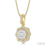 1/3 Ctw Star Lattice Lovebright Round Cut Diamond Pendant With Chain in 14K Yellow and White Gold