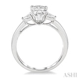 3/4 Ctw Pear Cut Diamond Ladies Engagement Ring With 1/2 Ct Pear Cut Center Stone in 14K White Gold