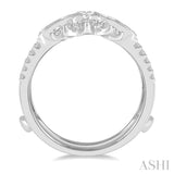 1/2 ctw Carved Lotus Center Round Cut Diamond Insert Ring in 14K White Gold