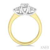 1.00 ctw Round Cut Diamond Three-Stone Ring in 14K Yellow and White Gold