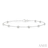 3/4 Ctw Circular Mount Round Cut Diamond Station Bracelet in 14K White Gold