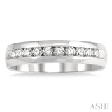1/2 Ctw Niched Center Round Cut Diamond Men's Wedding Band in 14K White Gold