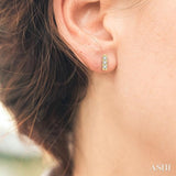 1/20 Ctw Vertical Bar Round Cut Diamond Petite Earring in 10K Yellow Gold