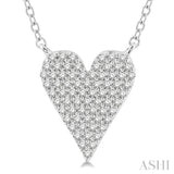 1/4 Ctw Heart Charm Round Cut Diamond Fashion Pendant With Chain in 10K White Gold