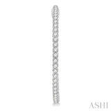 2 Ctw Inside-Out Round Cut Diamond 1 1/2 Inch Hoop Earrings in 14K White Gold