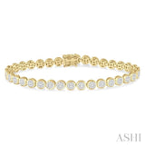 3 Ctw Lovebright Round Cut Diamond Bracelet in 14K Yellow and White Gold