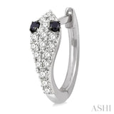 1/4 Ctw Serpent Head With Black Diamond Eyes Round Cut Diamond Huggie Petite Earrings in 14K White Gold