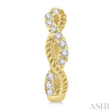 1/10 Ctw Split & Twisted Rope and Round Cut Diamond Huggie Petite Earrings in 14K Yellow Gold