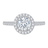 Diamond Halo Engagement Ring In with Band 14K Two-Tone Gold (Semi-Mount)