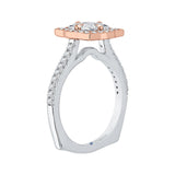 Princess Cut Diamond Halo Vintage Engagement Ring in 14K Two-Tone Gold (Semi-Mount)