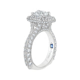 Cushion Cut Split Shank Diamond Double Halo Engagement Ring in 14K White Gold (Semi-Mount)