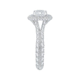 Cushion Cut Split Shank Diamond Double Halo Engagement Ring in 14K White Gold (Semi-Mount)