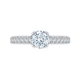 Euro Shank Diamond Cathedral Style Engagement Ring in 14K White Gold (Semi-Mount)