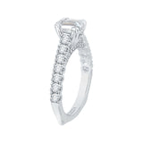 Emerald Cut Euro Shank Diamond Cathedral Style Engagement Ring in 14K White Gold (Semi-Mount)