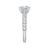 Emerald Cut Euro Shank Diamond Cathedral Style Engagement Ring in 14K White Gold (Semi-Mount)