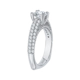 Euro Shank Diamond Cathedral Style Engagement Ring In 14K White Gold (Semi-Mount)