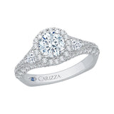 Split Shank Diamond Halo Engagement Ring in 14K White Gold (Semi-Mount)