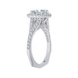Split Shank Princess Cut Diamond Halo Engagement Ring in 14K White Gold (Semi-Mount)