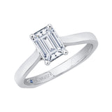 Emerald Cut Diamond Solitaire Engagement Ring in 14K White Gold (Semi-Mount)
