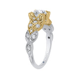 Round Diamond Floral Engagement Ring in 14K Two-Tone Gold (Semi-Mount)