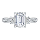 Emerald Cut Diamond Vintage Engagement Ring In 14K White Gold (Semi-Mount)
