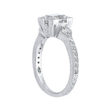 Emerald Cut Diamond Vintage Engagement Ring In 14K White Gold (Semi-Mount)
