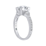 Diamond Vintage Engagement Ring In 14K White Gold (Semi-Mount)