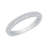 Euro Shank Two Row Diamond Wedding Band in 14K White Gold 