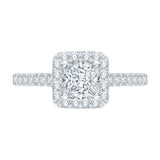 Princess Cut Diamond Halo Engagement Ring in 14K White Gold