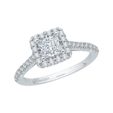 Princess Cut Diamond Halo Engagement Ring in 14K White Gold