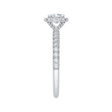 Cushion Cut Diamond Halo Engagement Ring In 14K White Gold