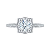 Diamond Halo Vintage Engagement Ring in 14K White Gold