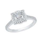 Diamond Halo Vintage Engagement Ring in 14K White Gold 