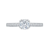Round Diamond Cathedral Style Engagement Ring in 14K White Gold 