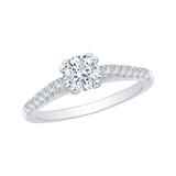 Round Diamond Cathedral Style Engagement Ring in 14K White Gold 