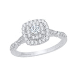 Diamond Double Halo Engagement Ring in 14K White Gold