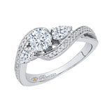 Round Diamond Three-Stone Engagement Ring in 14K White Gold