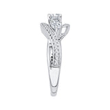 Round Diamond Three-Stone Engagement Ring in 14K White Gold